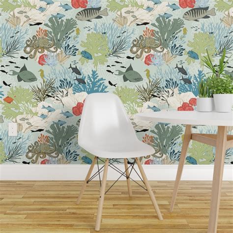 coral peel and stick wallpaper|peel and stick wallpaper ocean.